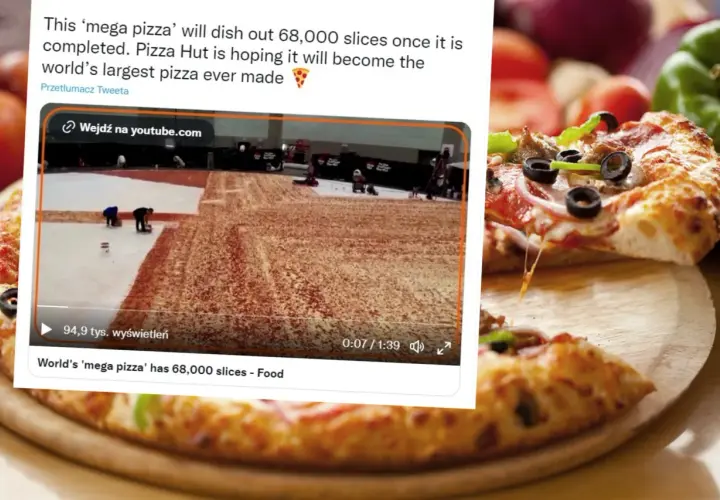 Pizza Hut jesz ile chcesz! Ogromna pizza z 68 tysiącami kawałków, największa na świecie.