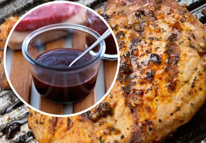 Soczysty schab na grilla, polany ciemnym sosem BBQ. Idealny na letnie wieczory.