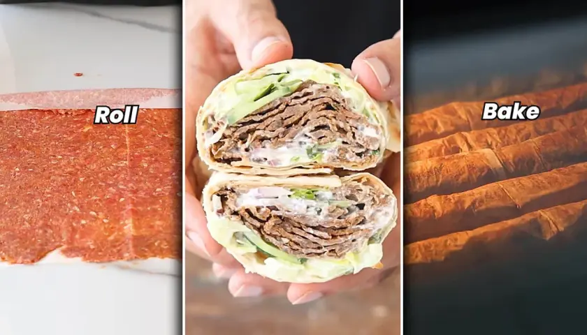 Przygotowanie pysznego kebab na cienkim: od mielonego mięsa, przez soczyste zawinięcie, aż po pieczenie w piekarniku.