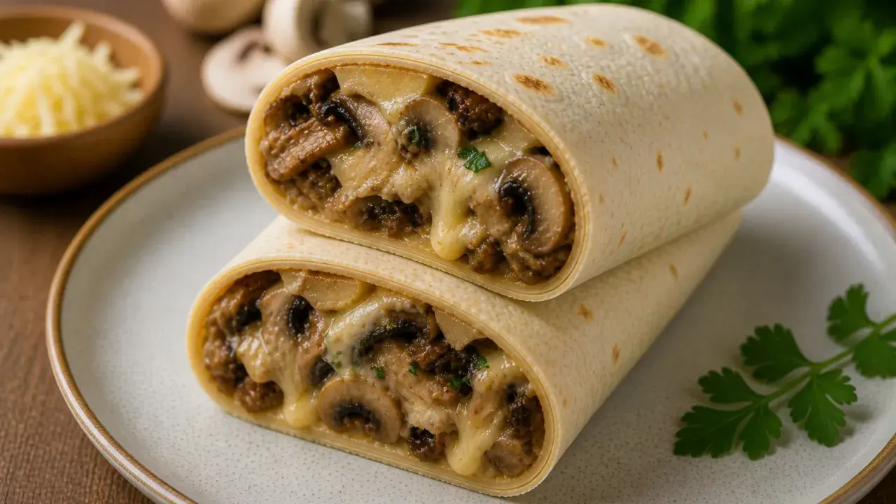 Pyszny wrap z pieczarkami i ciągnącym serem. To idealna odpowiedź na pytanie: wrap co to jest?